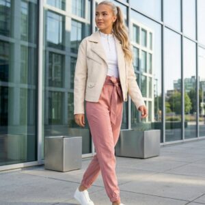 Pantalon rose taille haute
