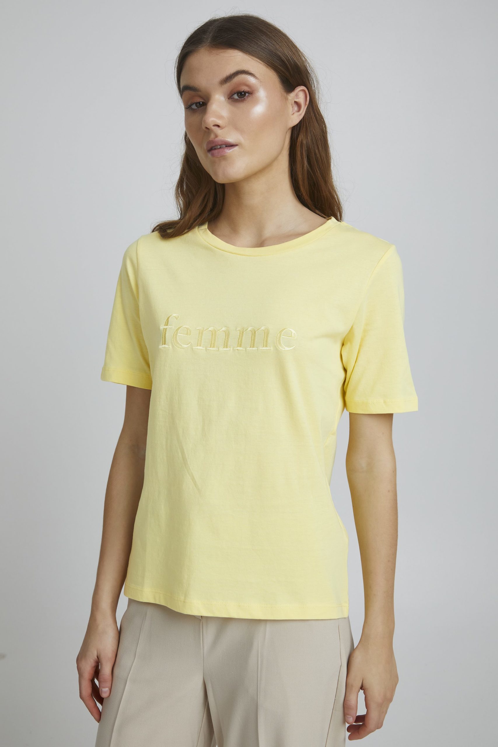 Tee-shirt brodé femme jaune – Image 2