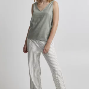 Pantalon en lin rayé